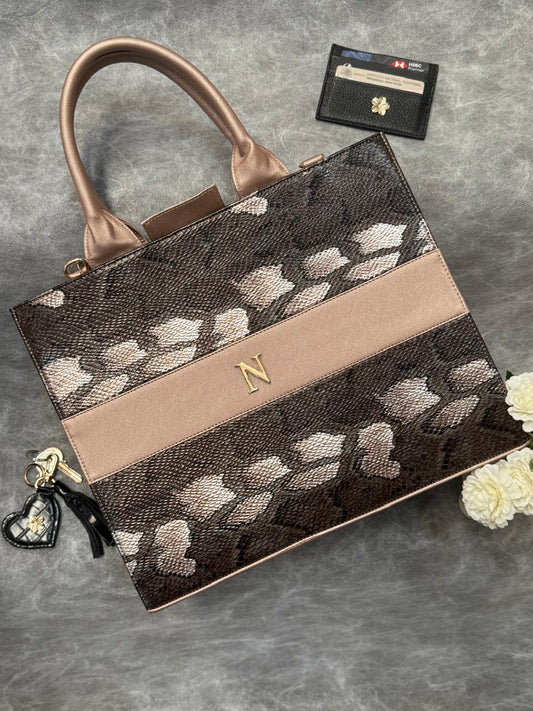 TOTE CLASICA GDE ESPECIAL ORO ROSADO/NEGRO