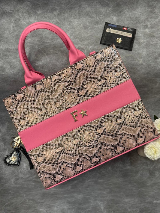 TOTE CLASICA GDE ESPECIAL ROSA POP/NEGRO