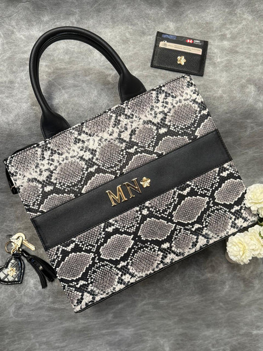 TOTE CLASICA GDE ESPECIAL BLANCO/NEGRO PITON