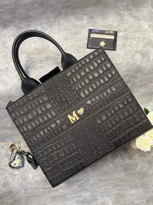 TOTE CLASICA GDE NEGRO CROCO