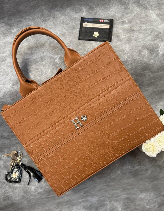 TOTE CLASICA GDE CAMEL CROCO