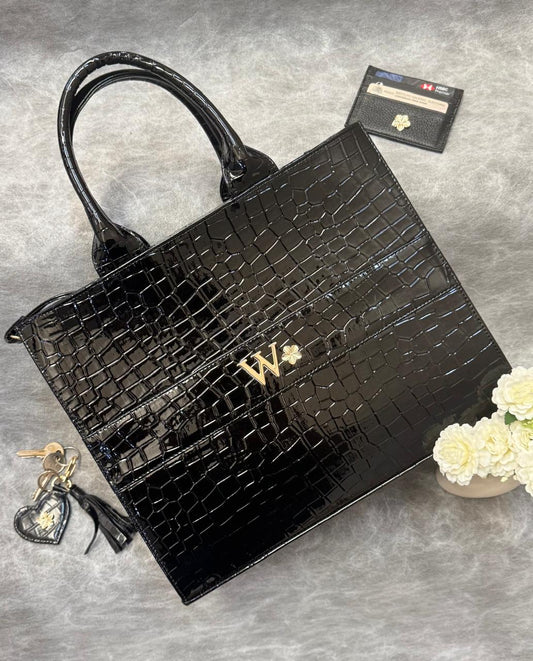 TOTE CLASICA GDE ESPECIAL NEGRO DRILO CHAROL