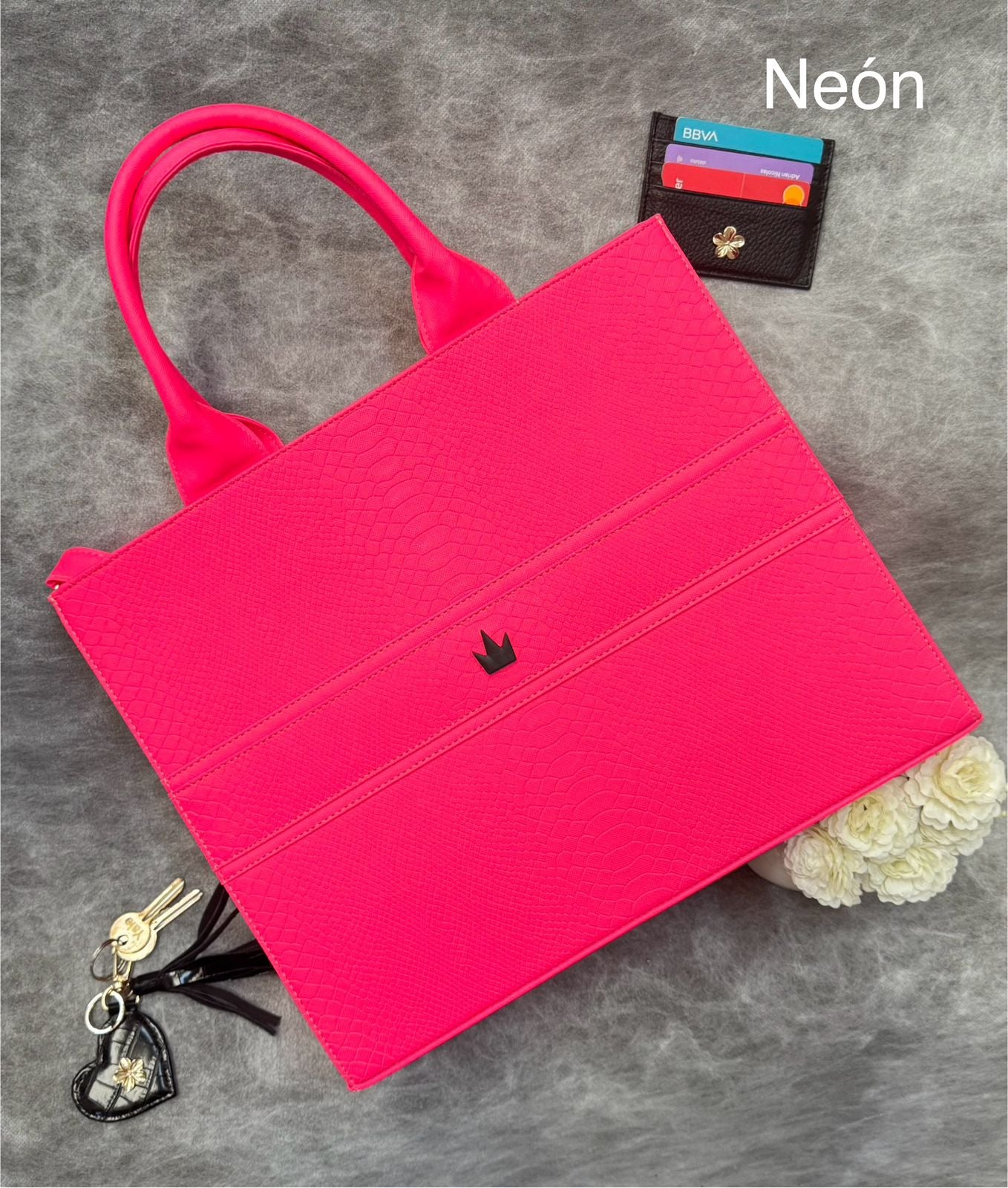 TOTE CLASICA GDE ROSA NEON