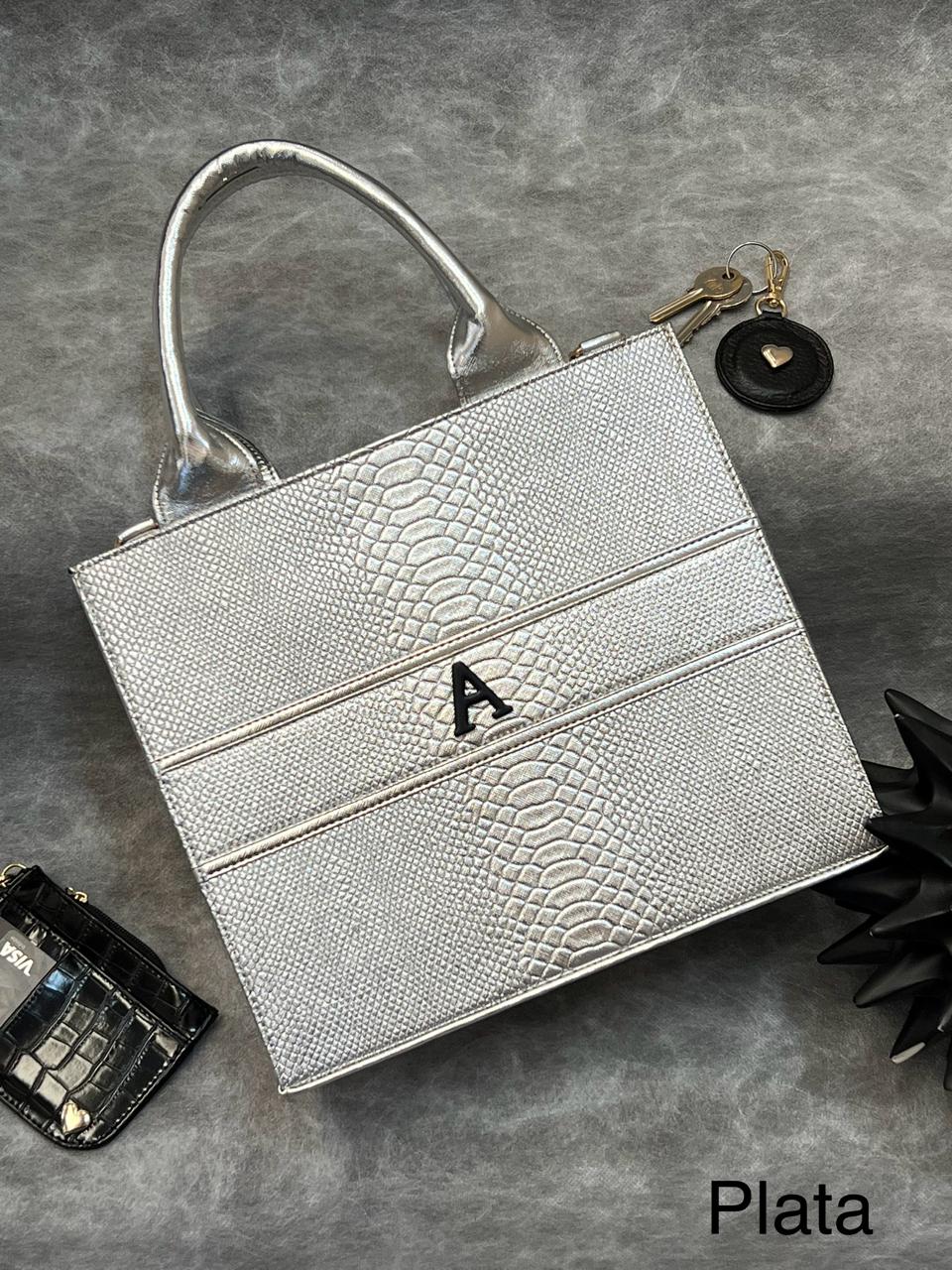 TOTE CLASICA MEDIANA PLATA METÁLICO