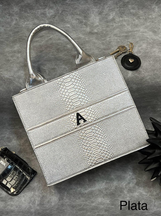 TOTE CLASICA MEDIANA PLATA METÁLICO