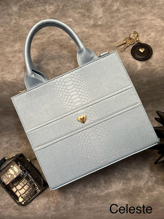 TOTE CLASICA MEDIANA AZUL BRILLOSO