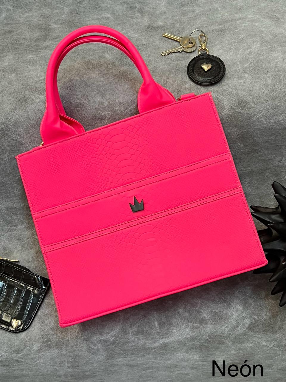 TOTE CLASICA MEDIANA ROSA NEON