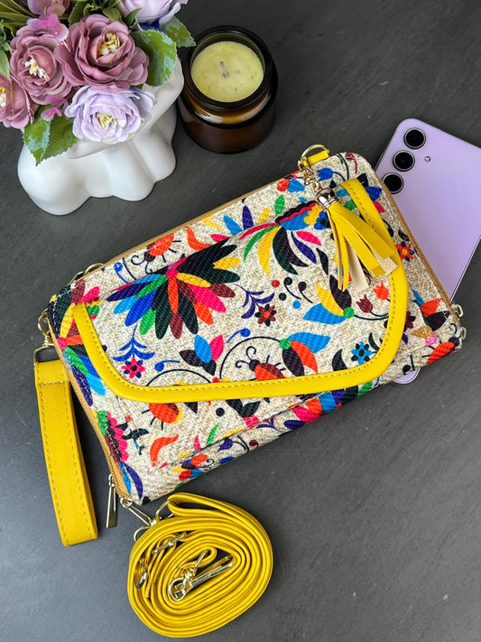 PORTACEL/CARTERA DOBLE CIERRE YUTE OTOMI COLORES F BEIGE
