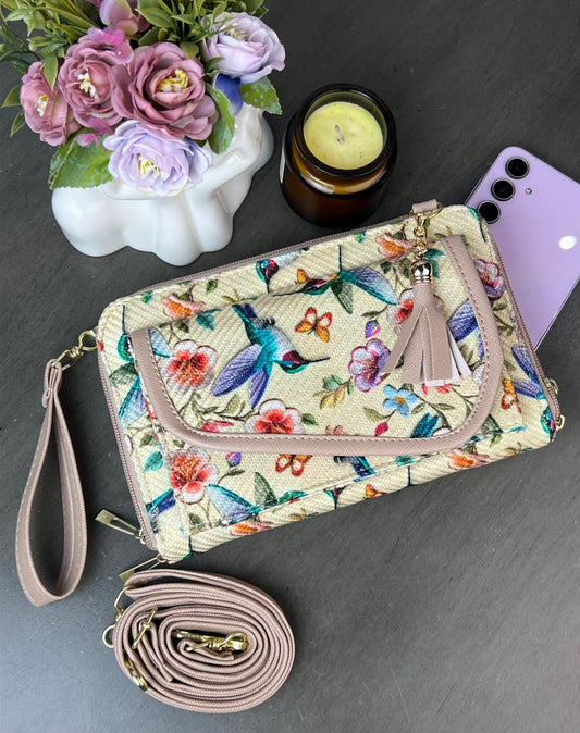 PORTACEL/CARTERA DOBLE CIERRE YUTE COLIBRI F BEIGE