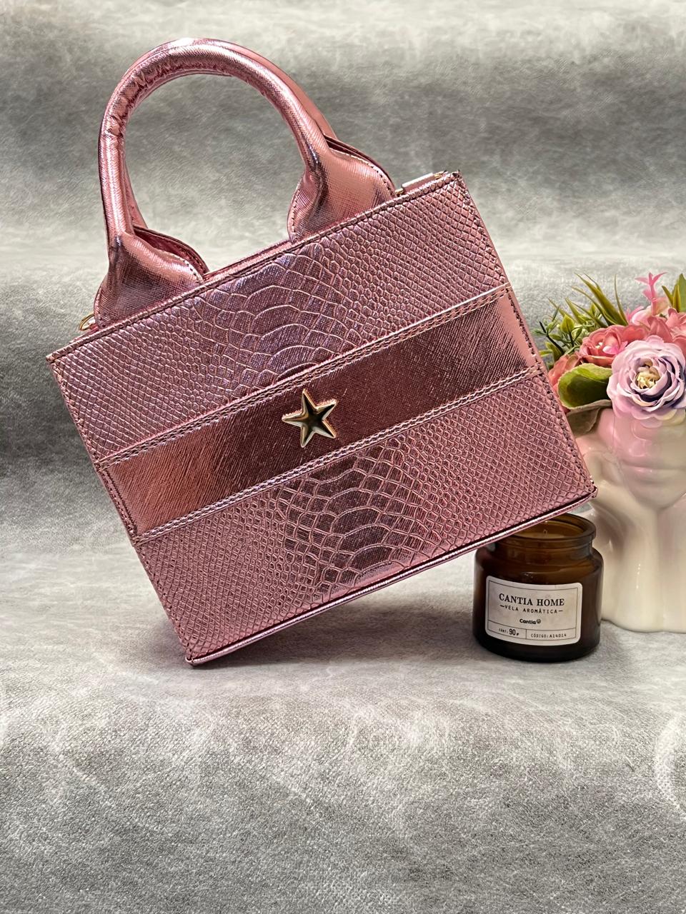 TOTE CLASICA MINI ROSA CLARITO METÁLICO