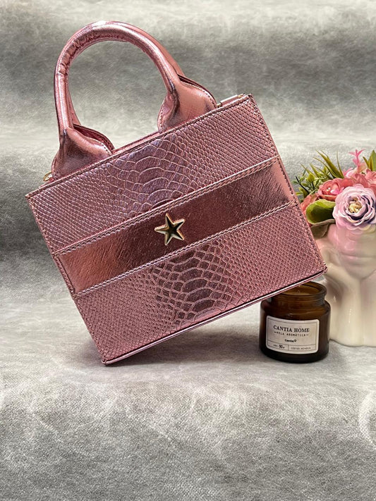 TOTE CLASICA MINI ROSA CLARITO METÁLICO