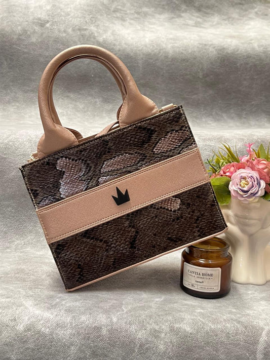 TOTE CLASICA MINI ESPECIAL ORO ROSADO/NEGRO