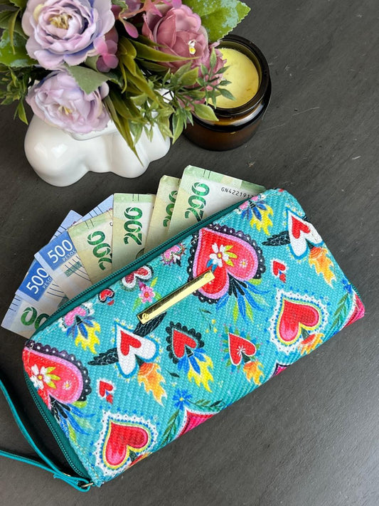 CARTERA YUTE CORAZONES ROJO F MENTA