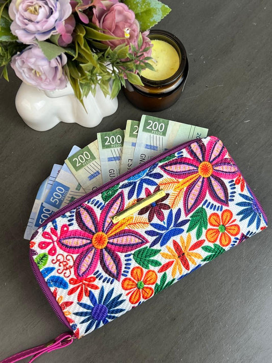 CARTERA YUTE FLORES COLORES F BLANCO