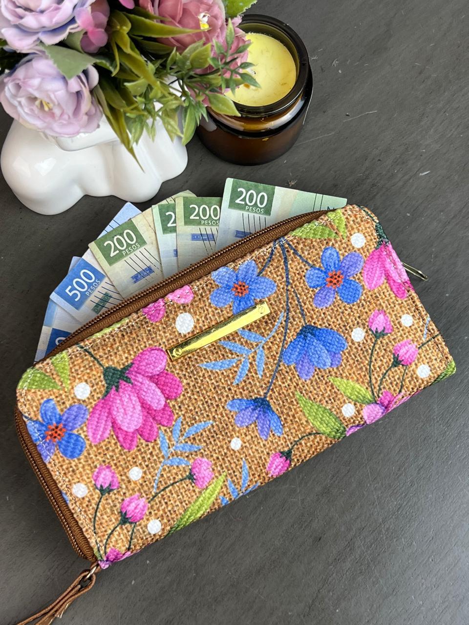 CARTERA YUTE FLORES COLORES F KHAKI