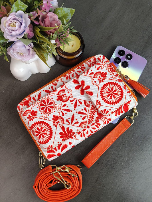 PORTACELULAR/CARTERA YUTE VERTICAL TALAVERA NARANJA F BLANCO