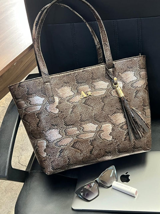 BOLSO LILITH PITÓN MOKA/ORO ROSADO ESPECIAL