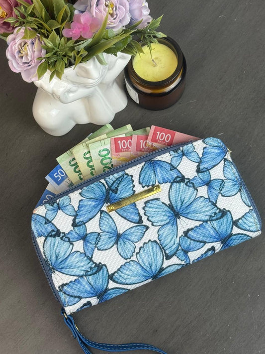CARTERA YUTE MARIPOSAS CELESTE F BLANCO