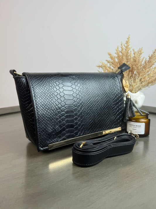 CROSSBODY VIANNEY GRABADO FLORES NEGRO VIBORA