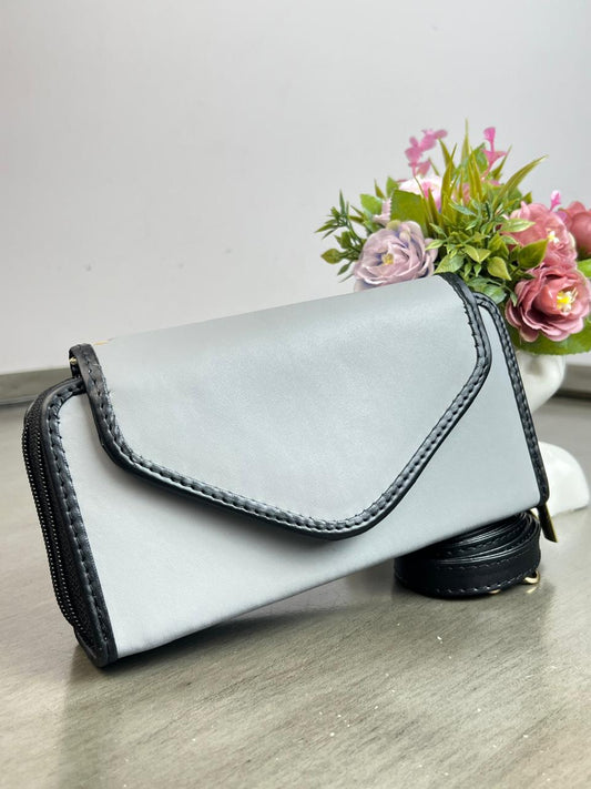 CARTERA PIEL TAPA LISA GRIS MATE