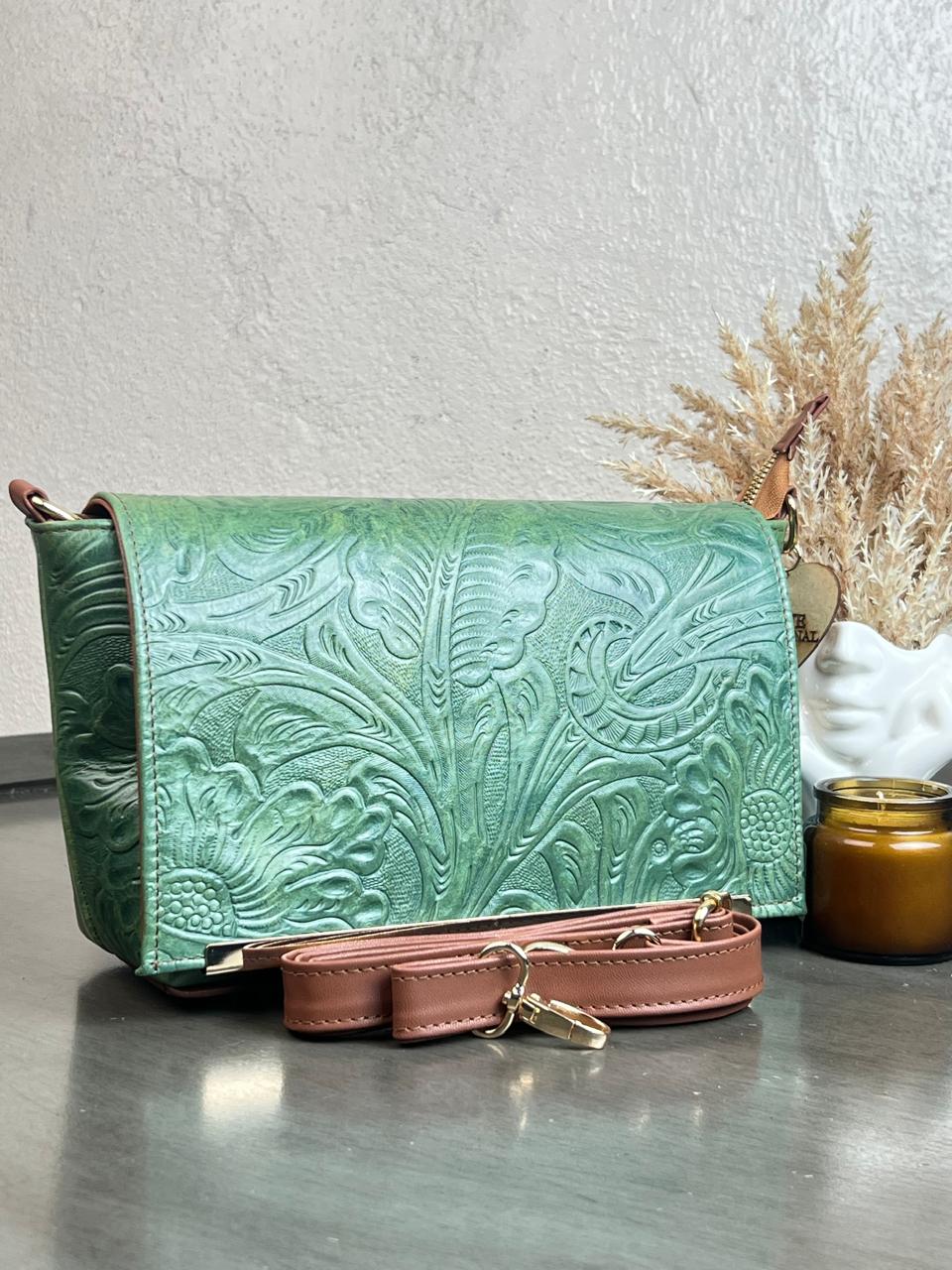 CROSSBODY VIANNEY GRABADO FLORES VERDE