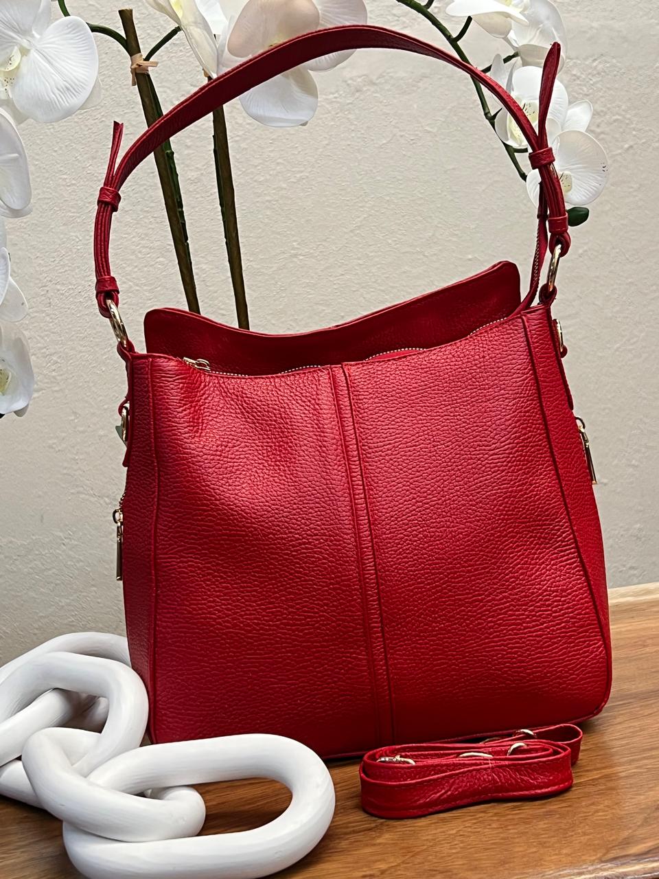 BOLSO 100% PIEL PARIS ROJO