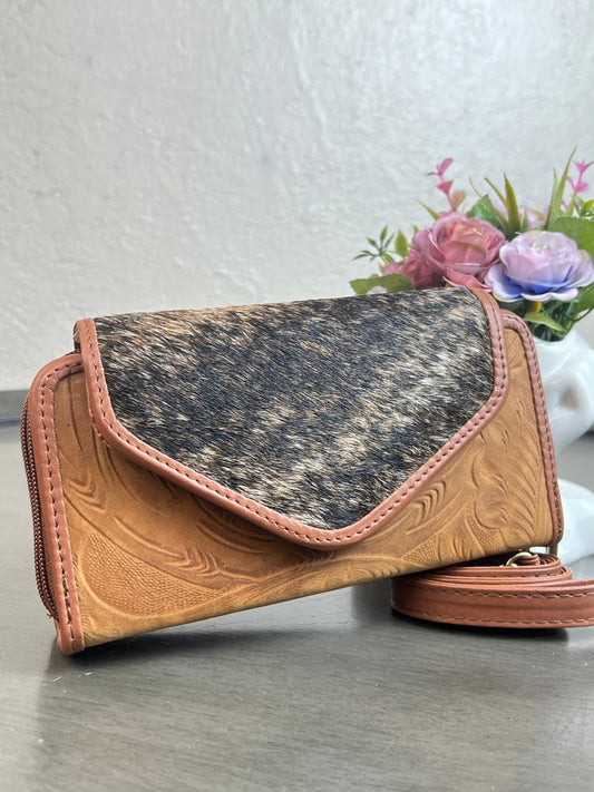 CARTERA PIEL TAPA PELO VARIABLE CAMEL MATE