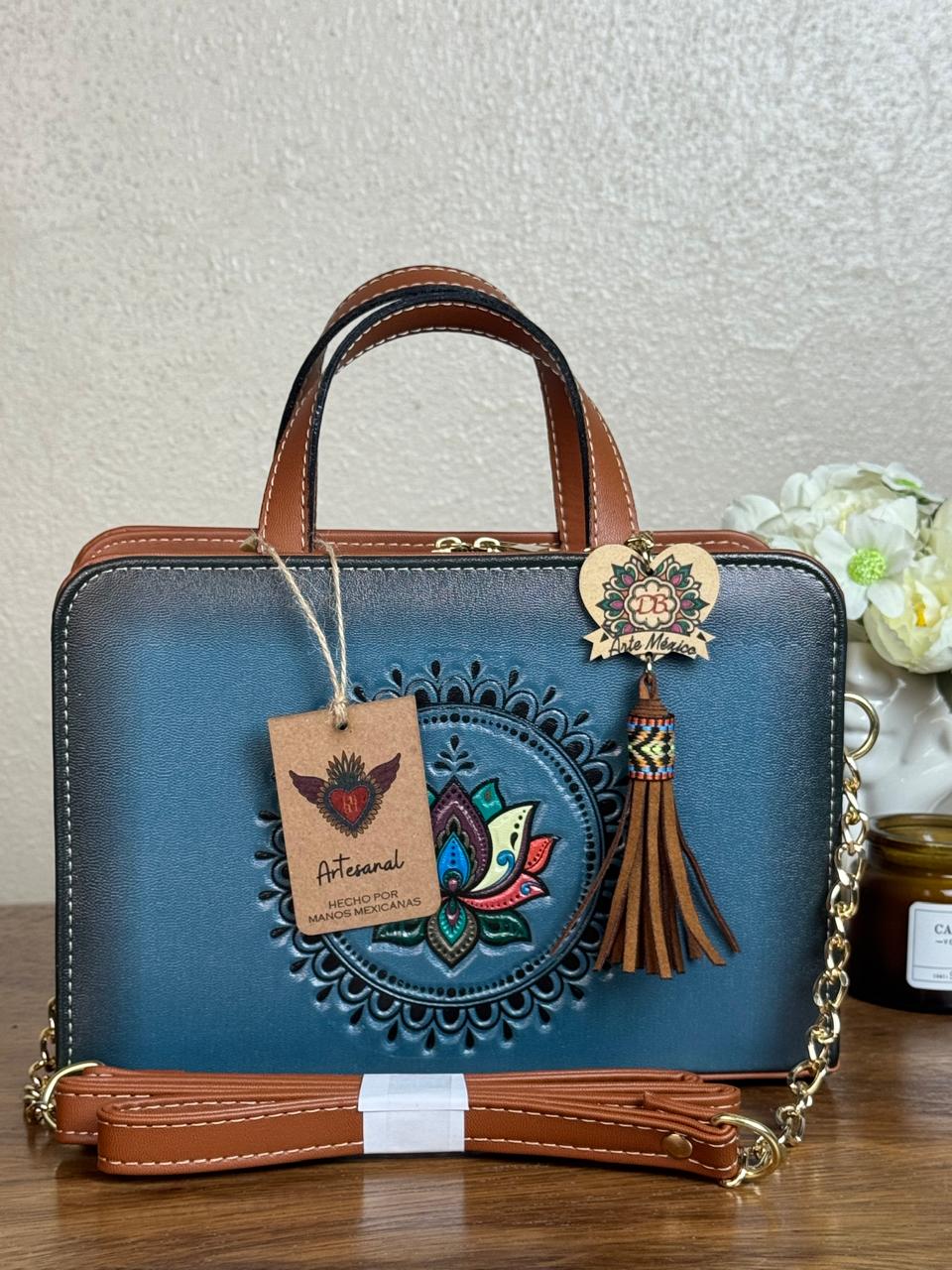 DB CROSSBODY FLOR DE LOTO AZUL