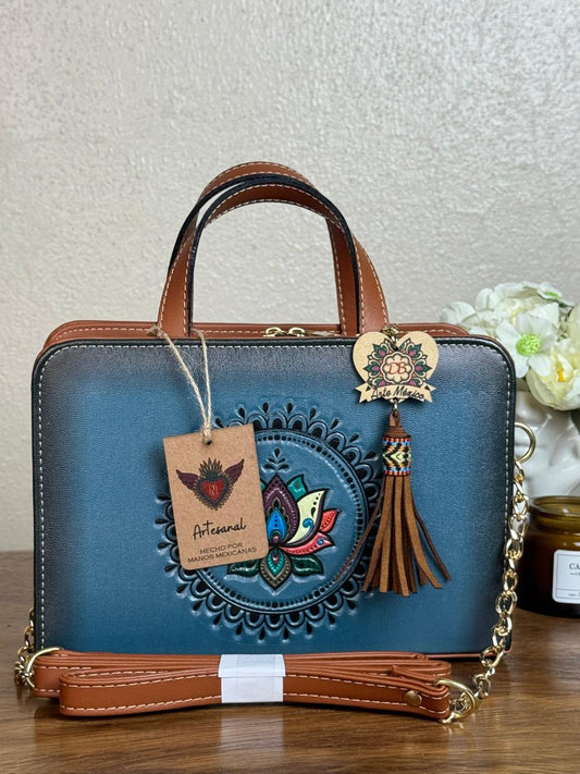 DB CROSSBODY FLOR DE LOTO AZUL