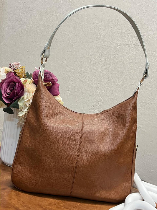 BOLSO 100% PIEL FRANCIA MIEL/HUESO