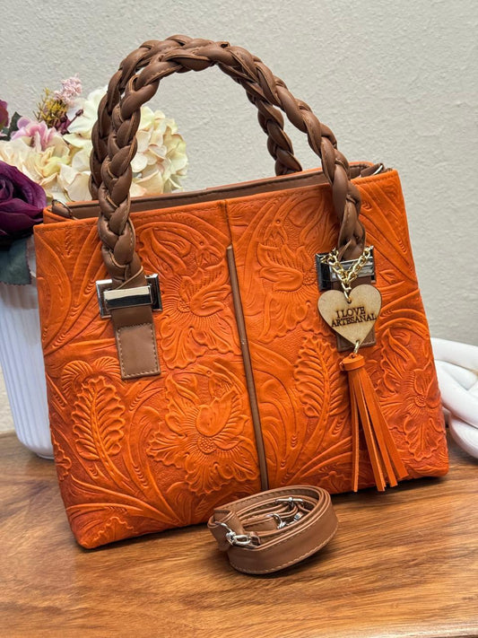 BOLSA ELIZABETH PIEL GRASO NARANJA