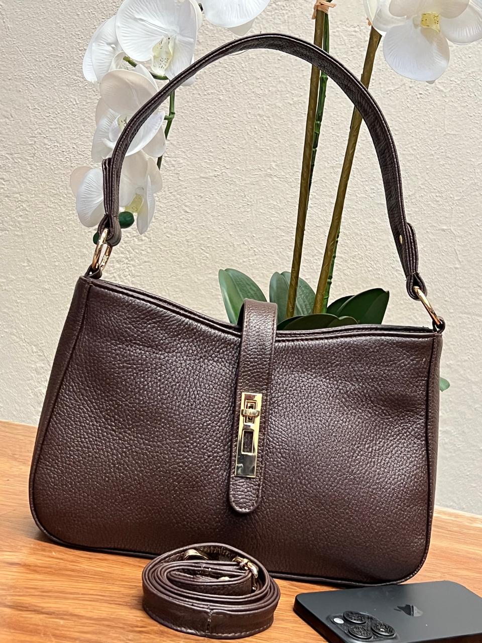 BOLSO 100% PIEL GRECIA CAFE