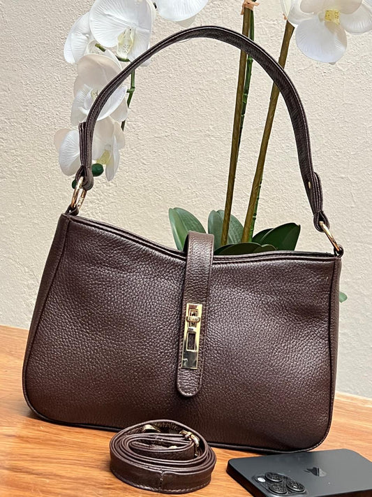 BOLSO 100% PIEL GRECIA CAFE