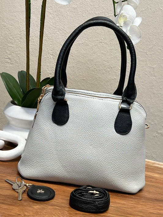 BOLSO 100% PIEL FINLANDIA HUESO/NEGRO