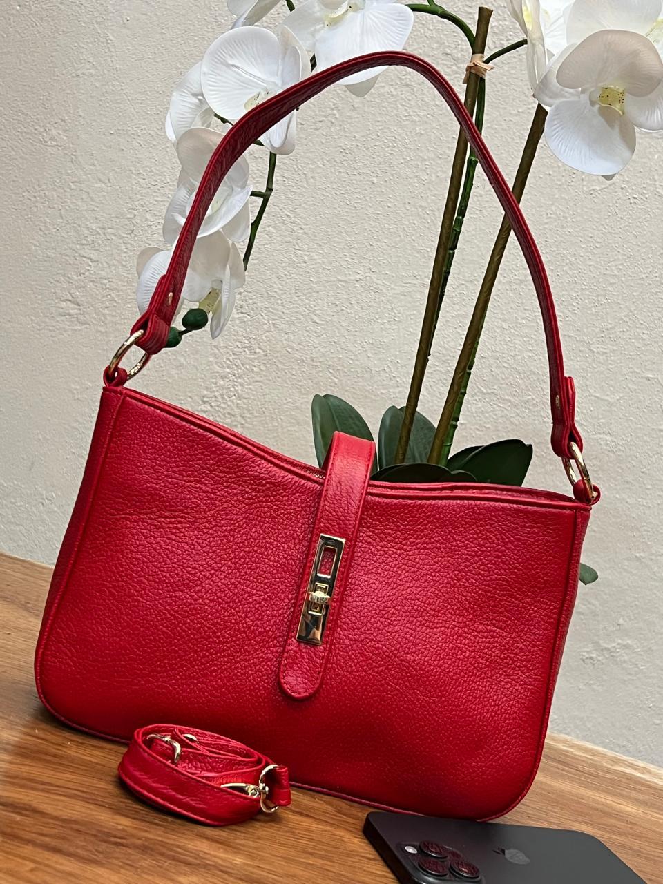 BOLSO 100% PIEL GRECIA ROJO