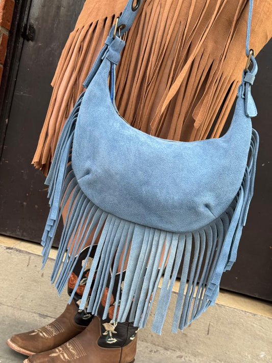 BOLSO BOHO CHIC BARBAS AZUL MEZCLILLA
