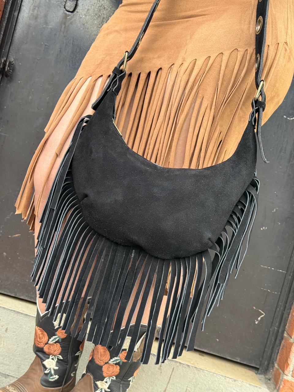 BOLSO BOHO CHIC BARBAS NEGRO