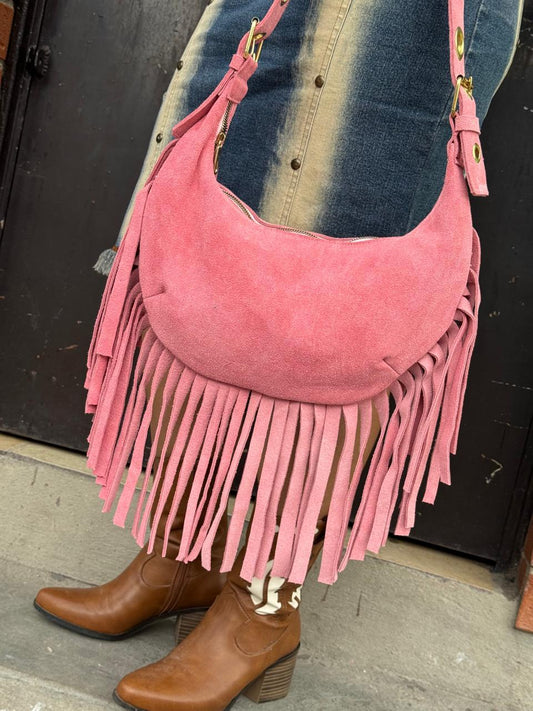 BOLSO BOHO CHIC BARBAS ROSA PASTEL