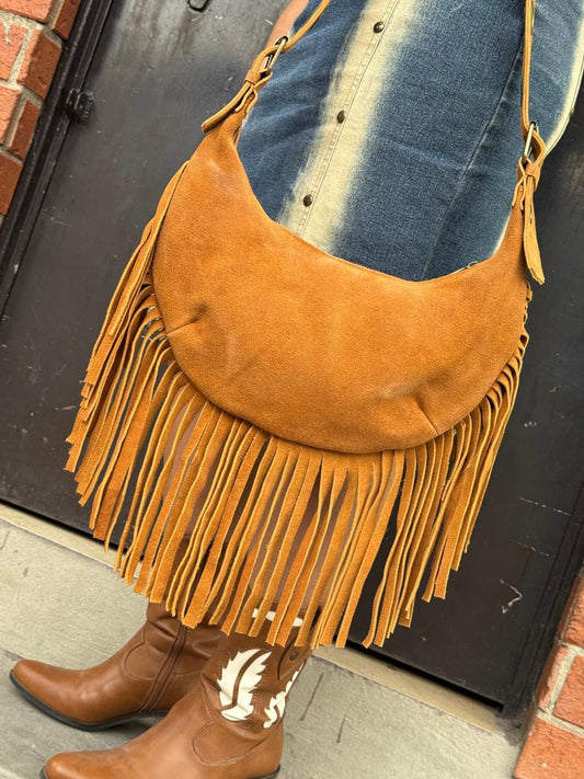 BOLSO BOHO CHIC BARBAS CAFE ORO