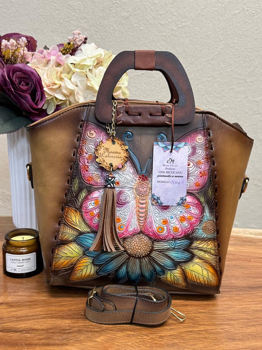 MAOMA GDE CAMILA CAMEL MARIPOSA ROSA/PLATA