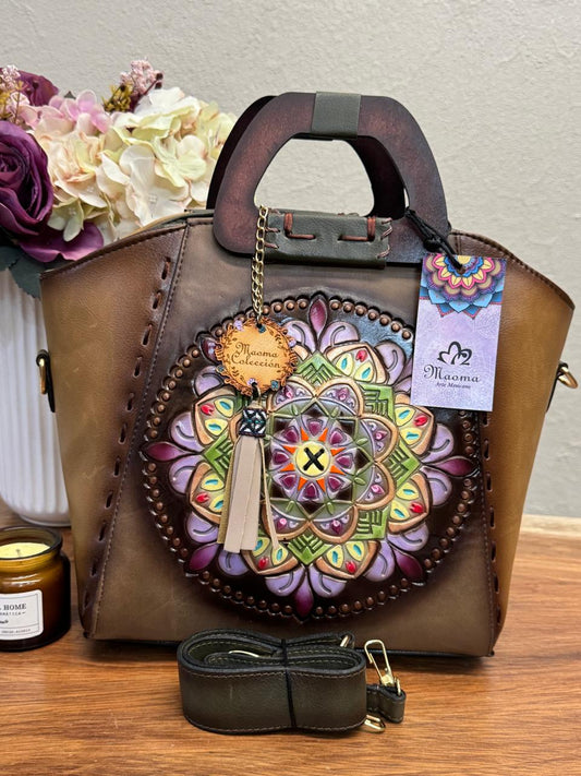 MAOMA GDE CAMILA CAMEL MANDALA VERDE Y MORADO