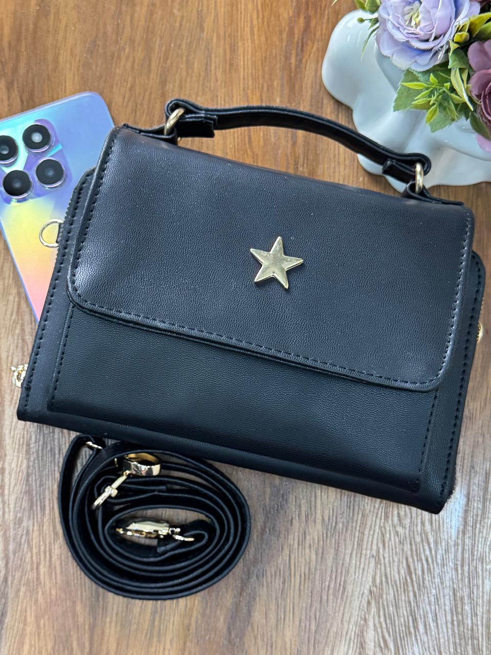 POCKET BAG NOVA NEGRO LISO H/DORADO