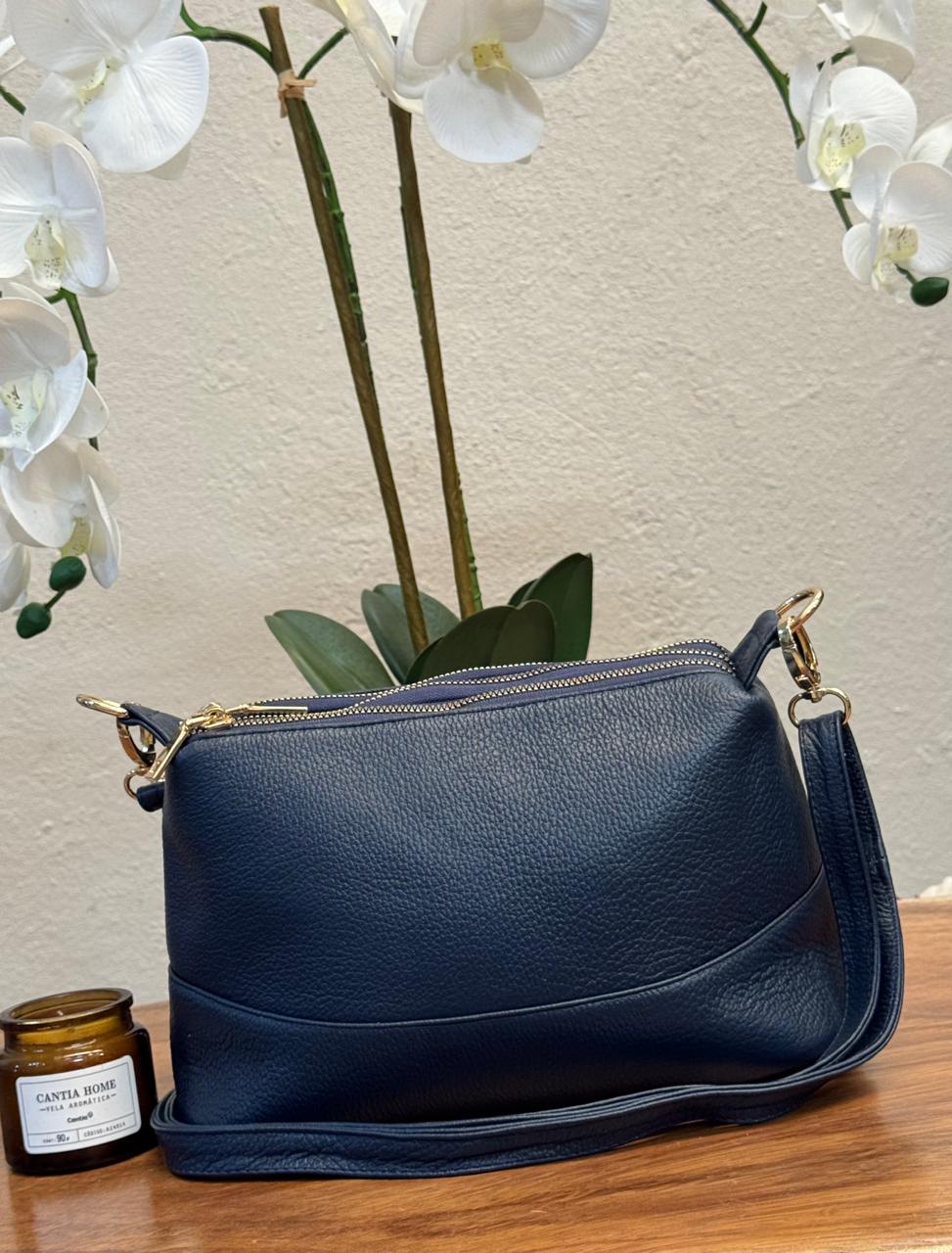 BOLSO 100% PIEL ARABIA AZUL MARINO