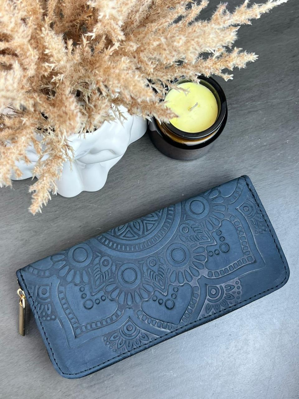 CARTERA 1 CIERRE MANDALA AZUL MARINO MATE