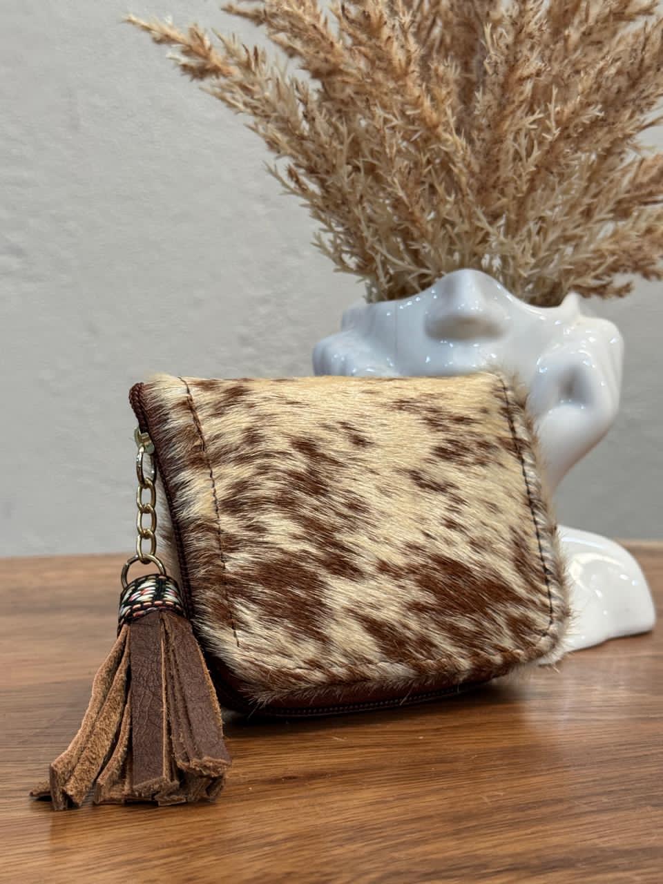 MONEDERO PELO TONOS CAMEL/BEIGE