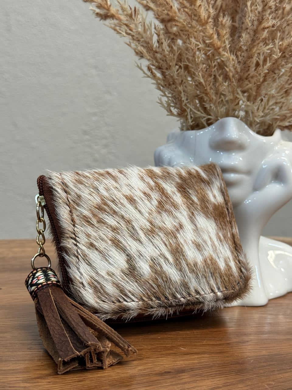 MONEDERO PELO TONOS CAMEL/BEIGE