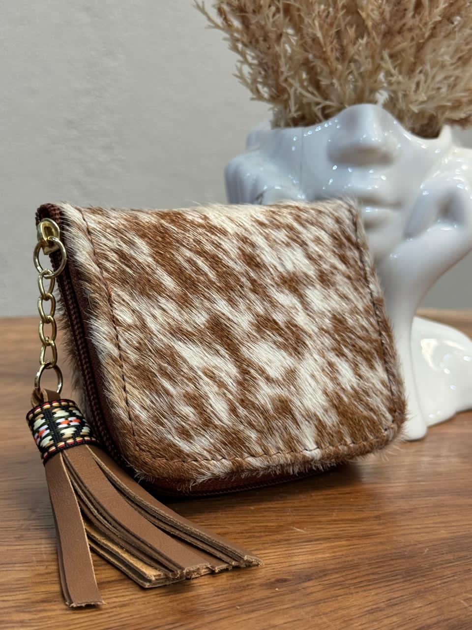 MONEDERO PELO TONOS CAMEL/BEIGE