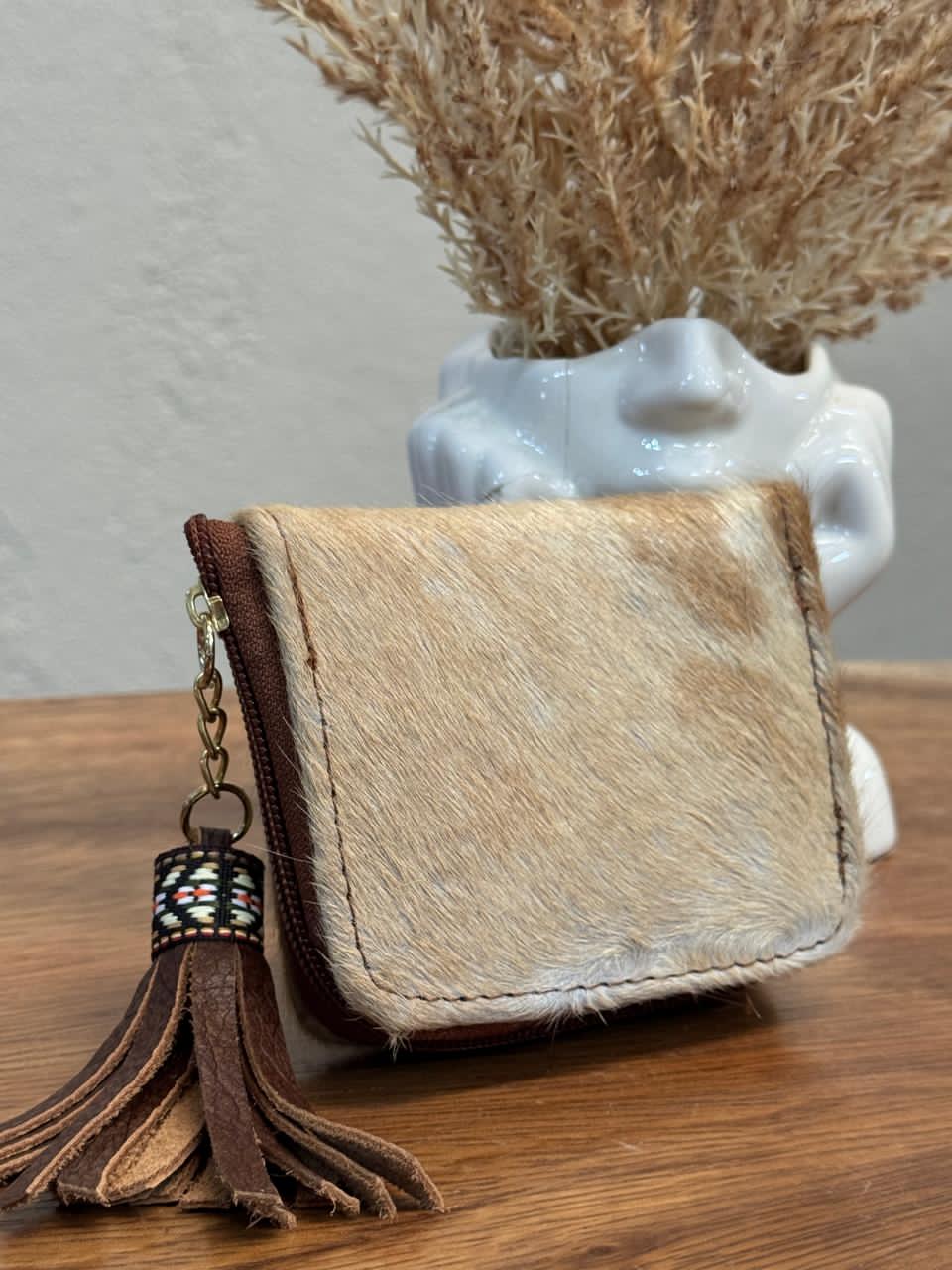 MONEDERO PELO TONOS CAMEL/BEIGE