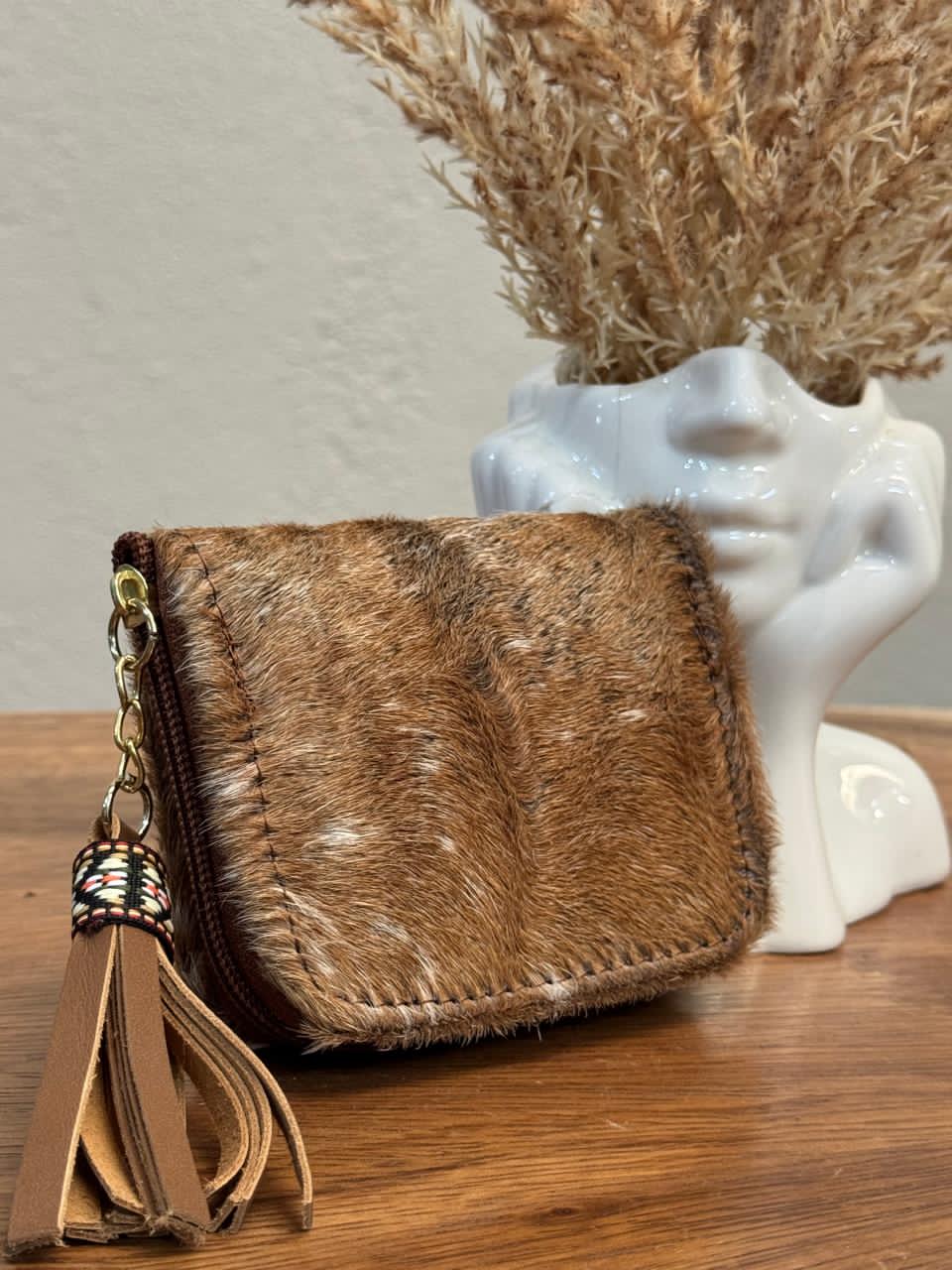 MONEDERO PELO TONOS CAMEL/BEIGE