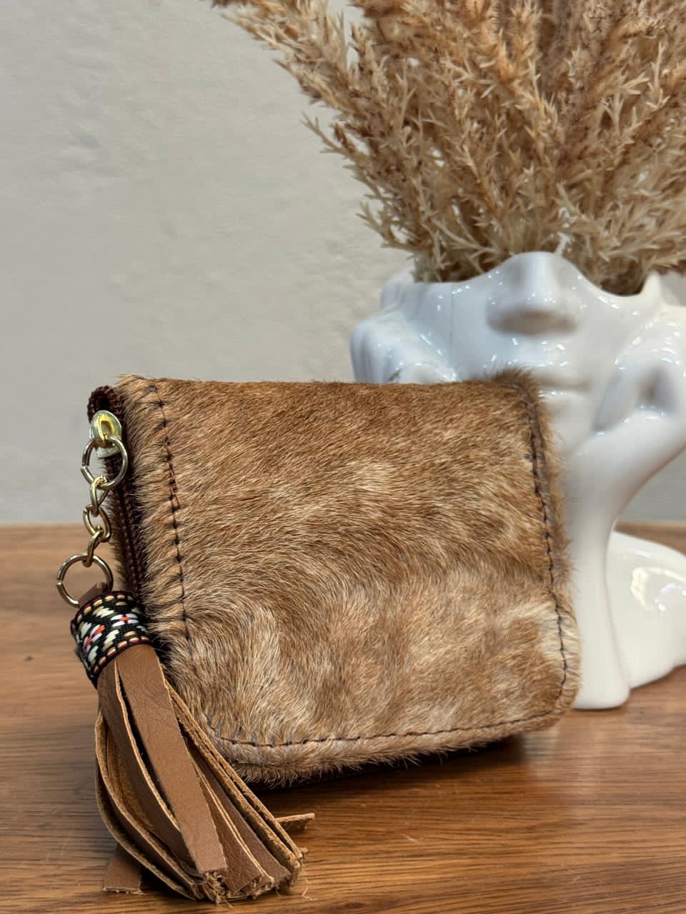 MONEDERO PELO TONOS CAMEL/BEIGE